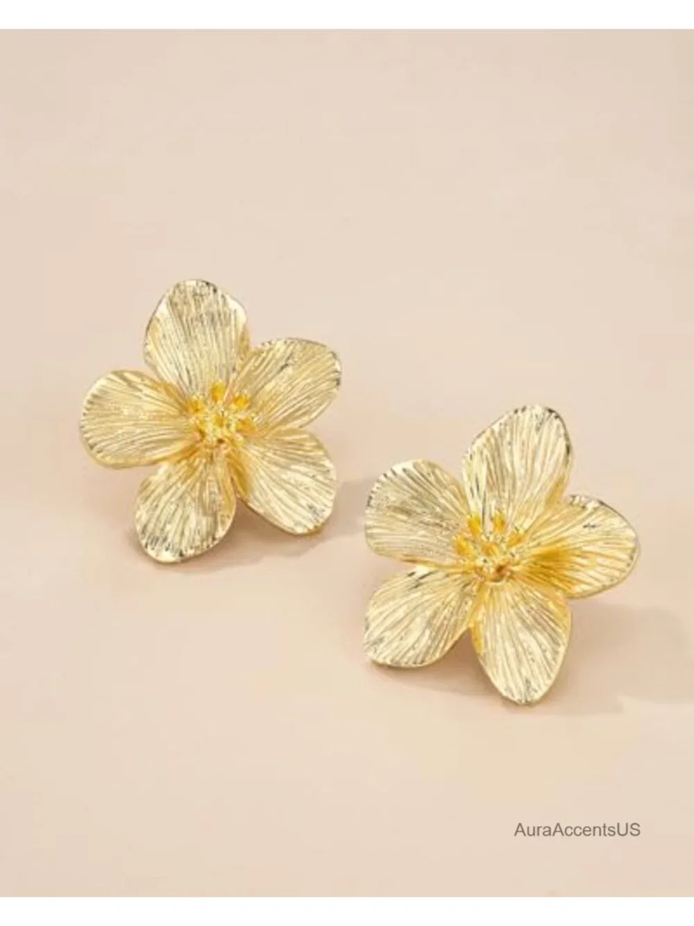 18K Gold Plated Flower Statement Earrings Geometric Chunky Dangle Drop